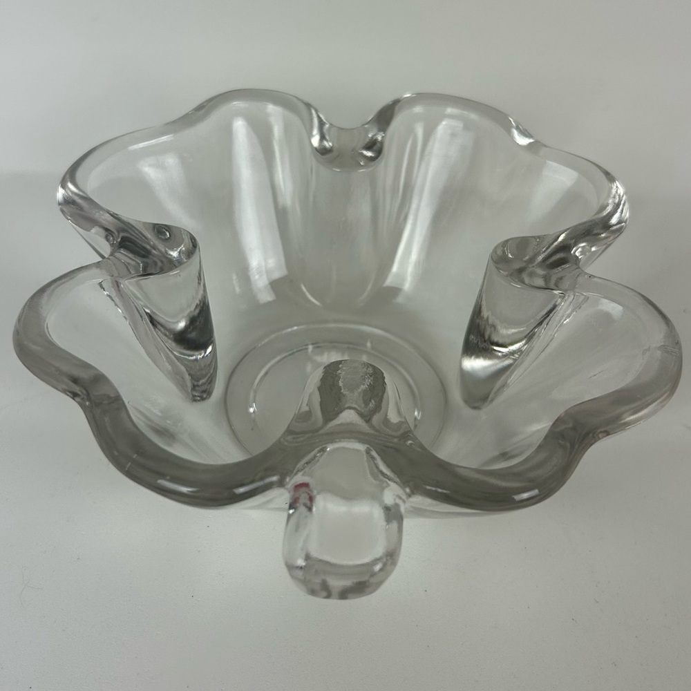 VTG Thick Art Glass Four Leaf Clover (Shamrock) Candy,Nut,Trinket Dish
